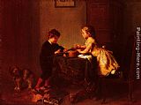 Children Playing with a Guitar by Felix Schlesinger